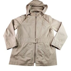 Women's‎ Beige Hooded Jacket Lightweight Casual Outdoor Zip Up Coat
